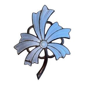 Vintage 925 Norway Sterling Silver Enamel Flower Brooch Pin